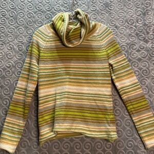 Gap Striped Turtleneck Sweater Green Tan Blue Size M Gapstretch‎